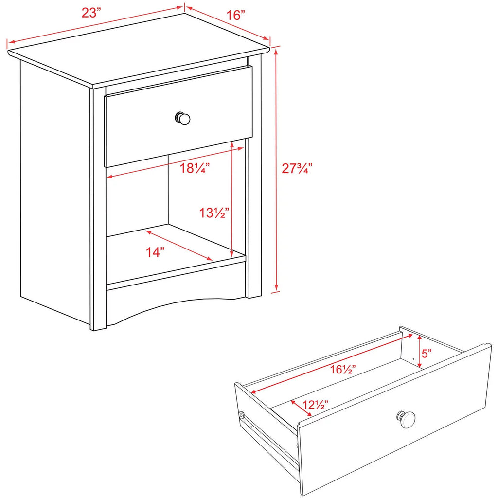 Espresso 1-Drawer Bedroom Nightstand O25899