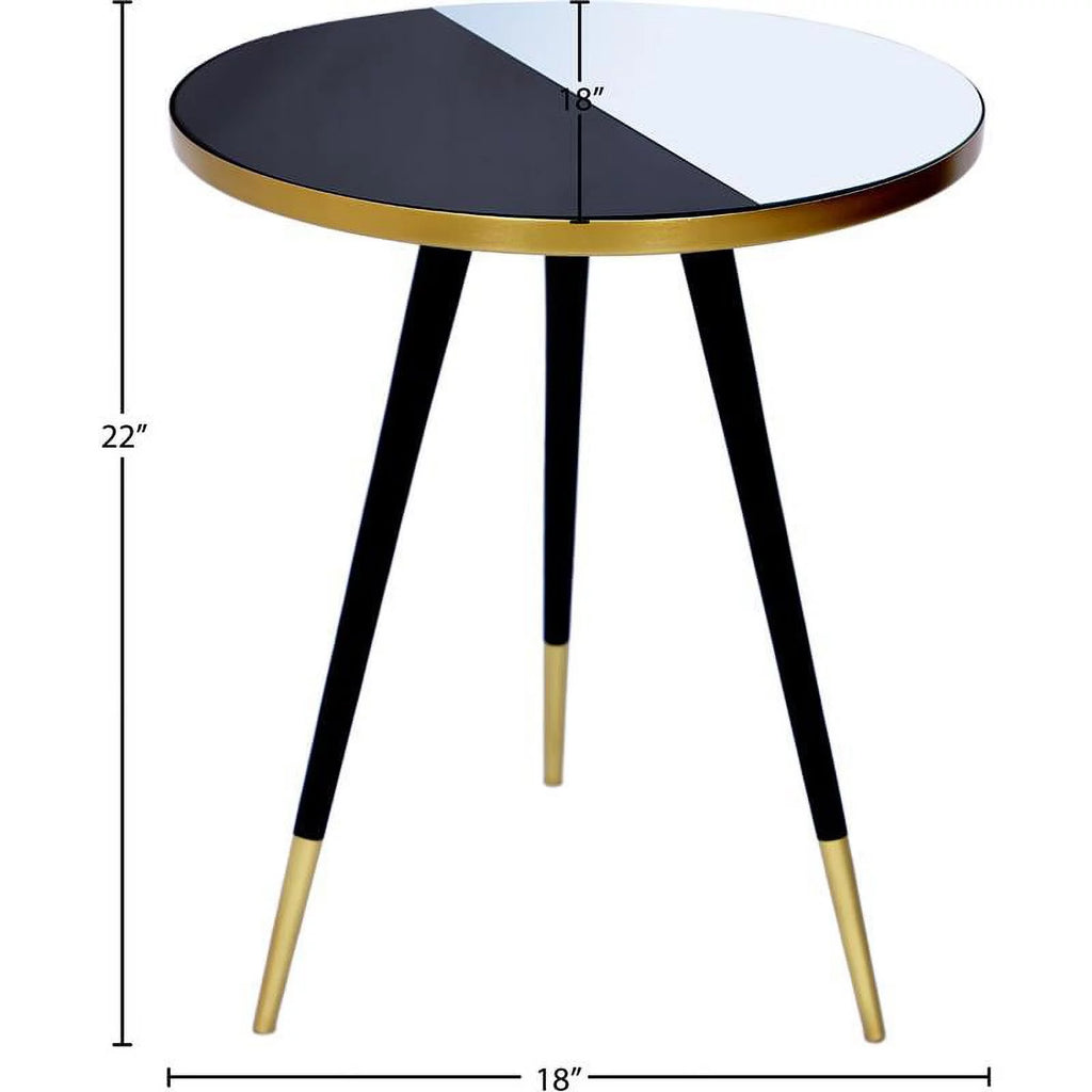 Mirrored Top End Table with Matte Black Legs D59158