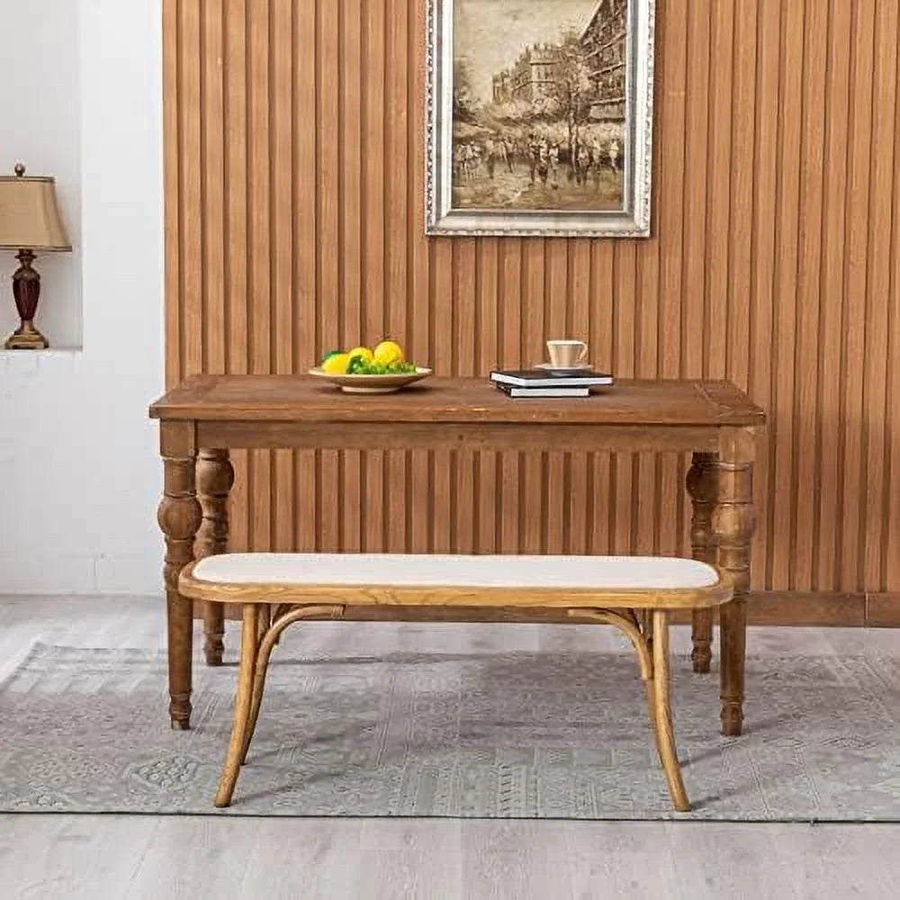 Black Wood Dining Bench with Rattan Seat D67697