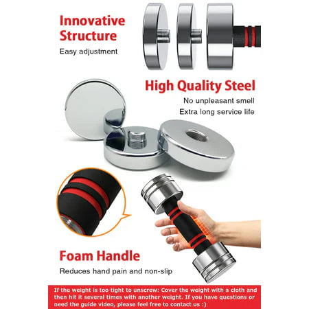 Adjustable Dumbbells Pair Steel Weight Set with Foam Handle N296998