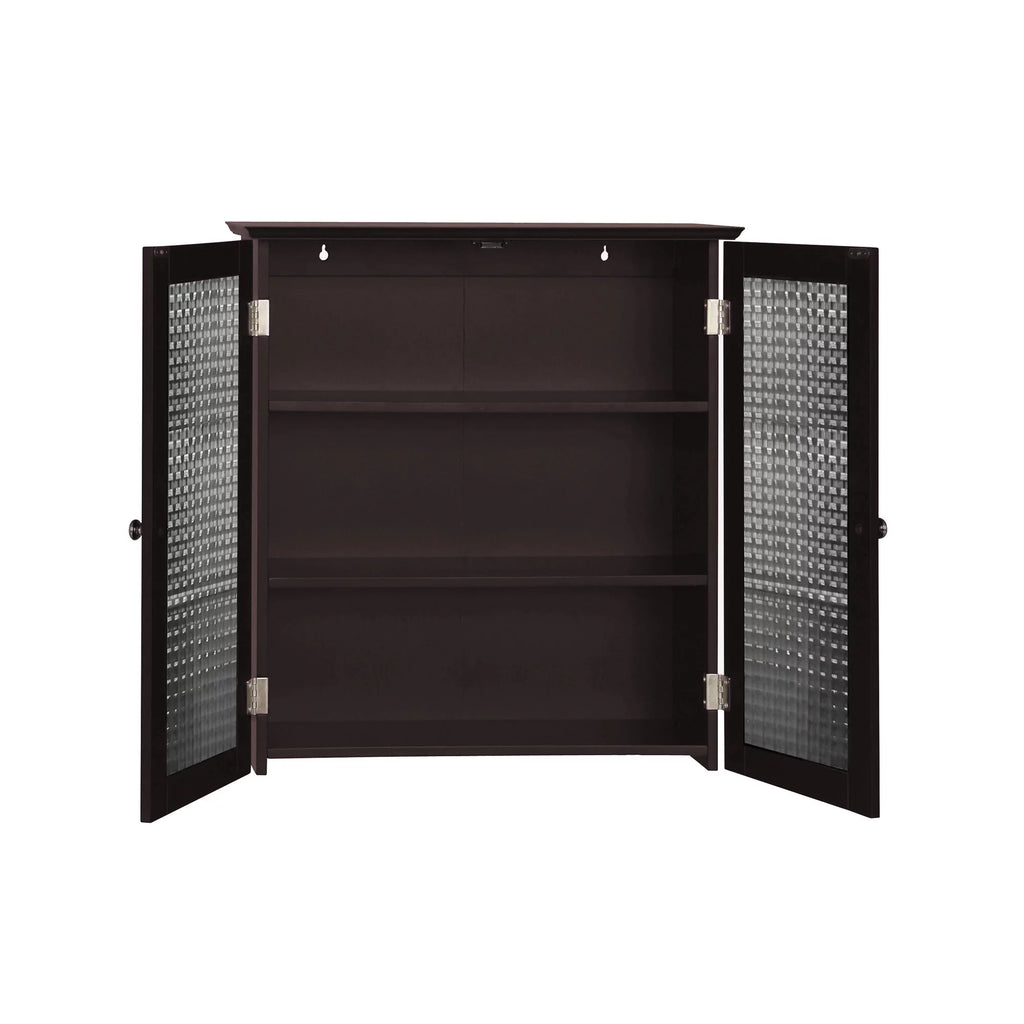 Wooden Wall Cabinet with 2 Glass Doors U6873