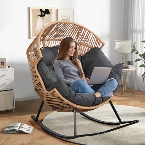 Oversized Wicker Egg Chair with Cushion V8777