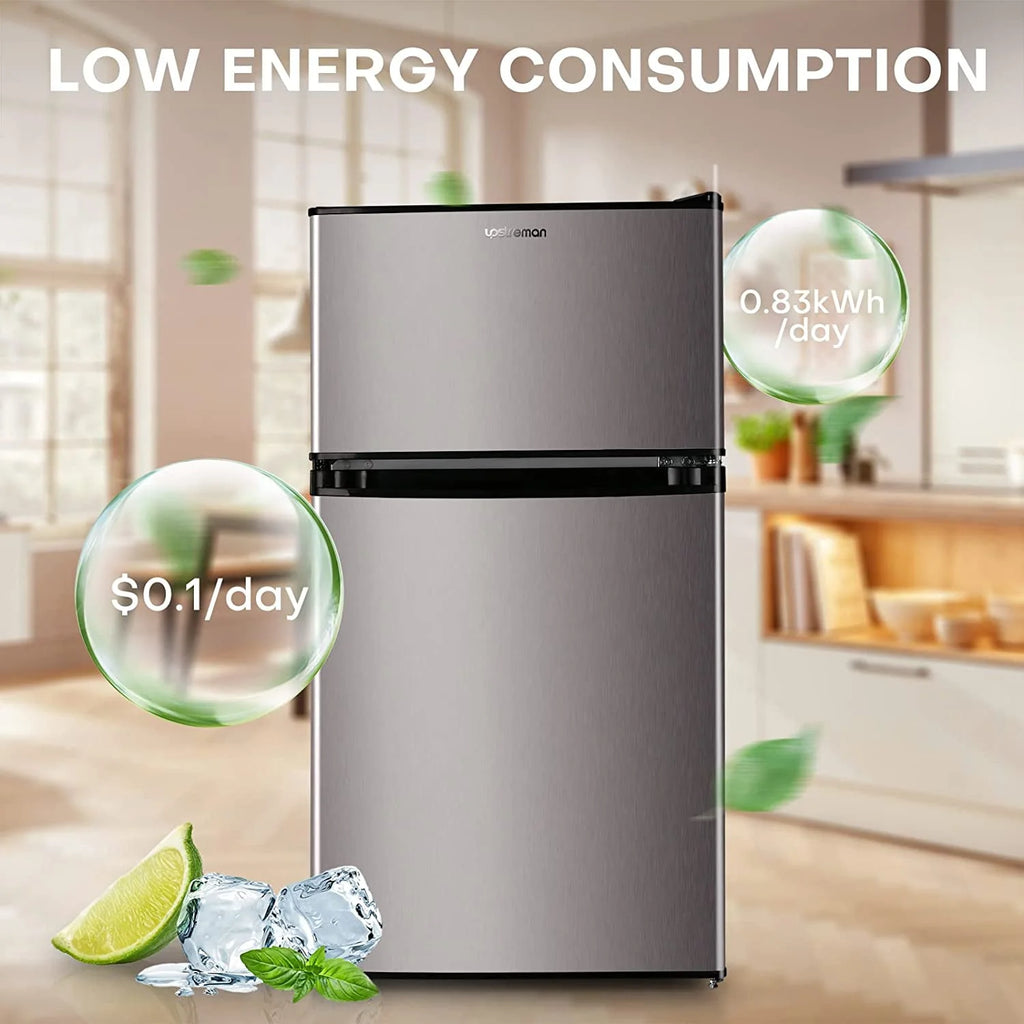 3.2 Cu.ft Double Door Mini Fridge with Freezer V431