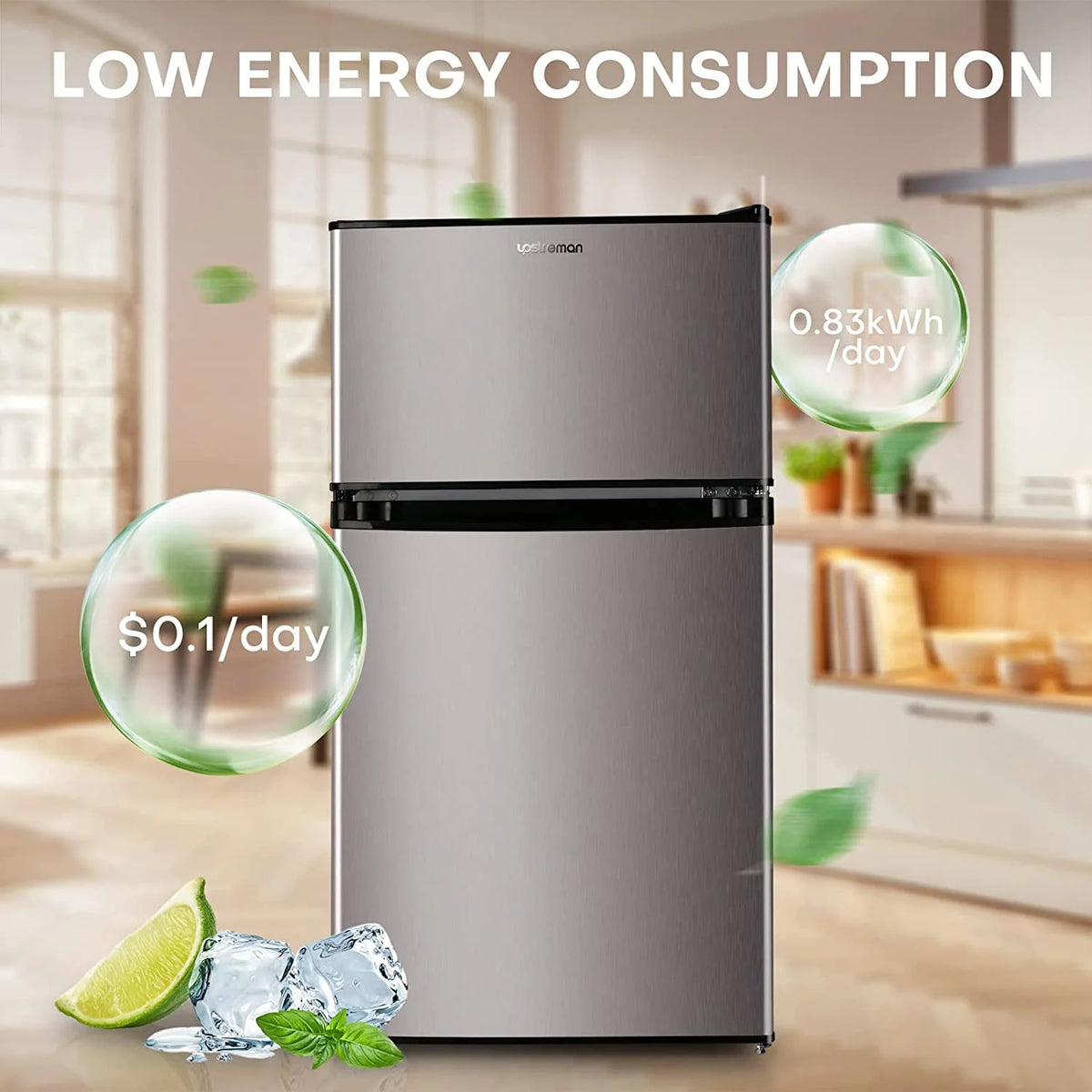 3.2 Cu.ft Double Door Mini Fridge with Freezer V431