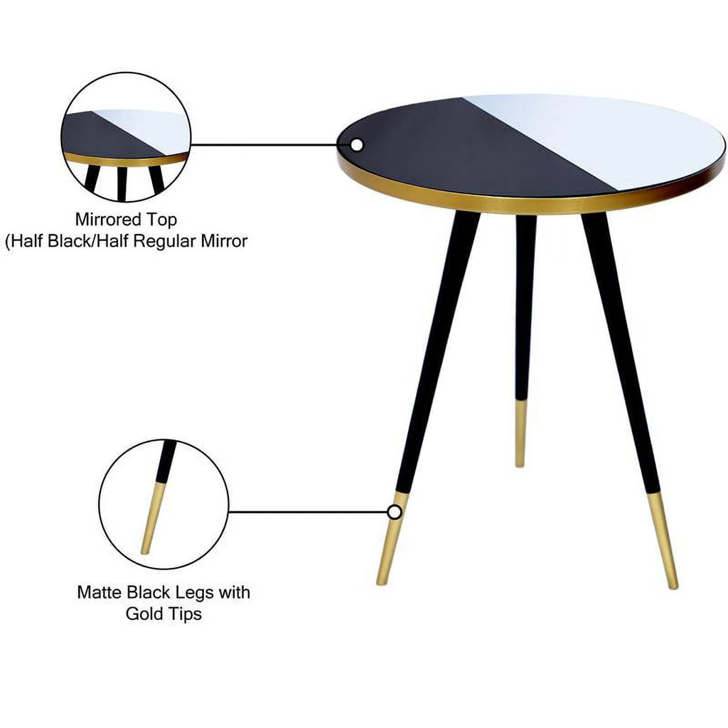 Mirrored Top End Table with Matte Black Legs D59158