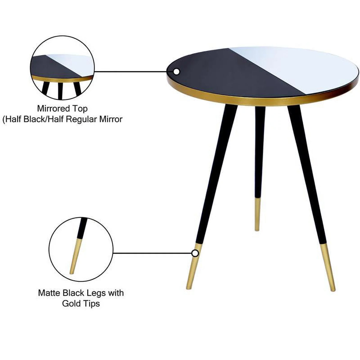Mirrored Top End Table with Matte Black Legs D59158