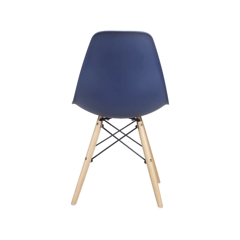 Blue Plastic Dining Chairs with Wood Legs, Set of 4 E800