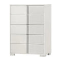 White Wood 5 Drawer Chest with Metal Trim U248