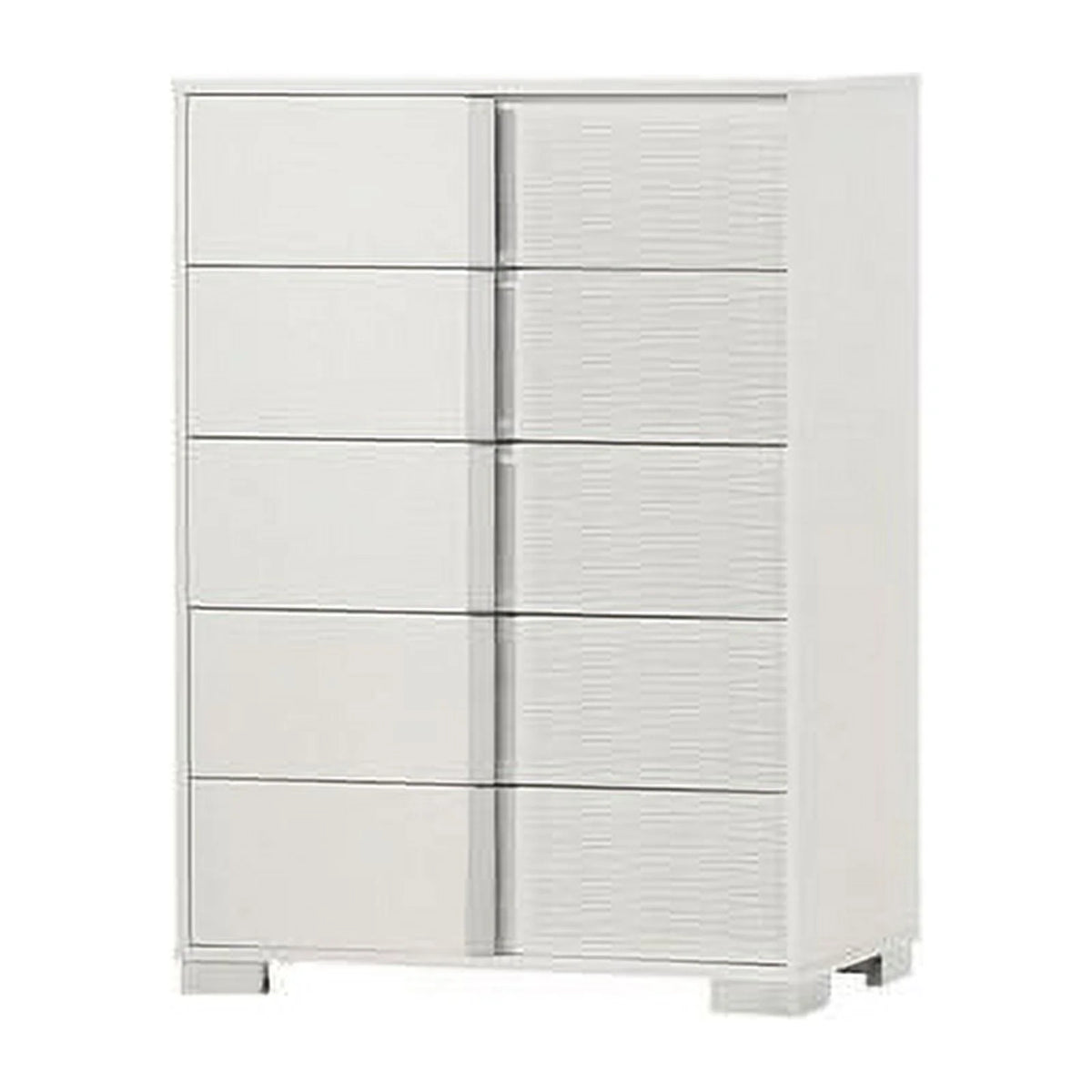 White Wood 5 Drawer Chest with Metal Trim U248