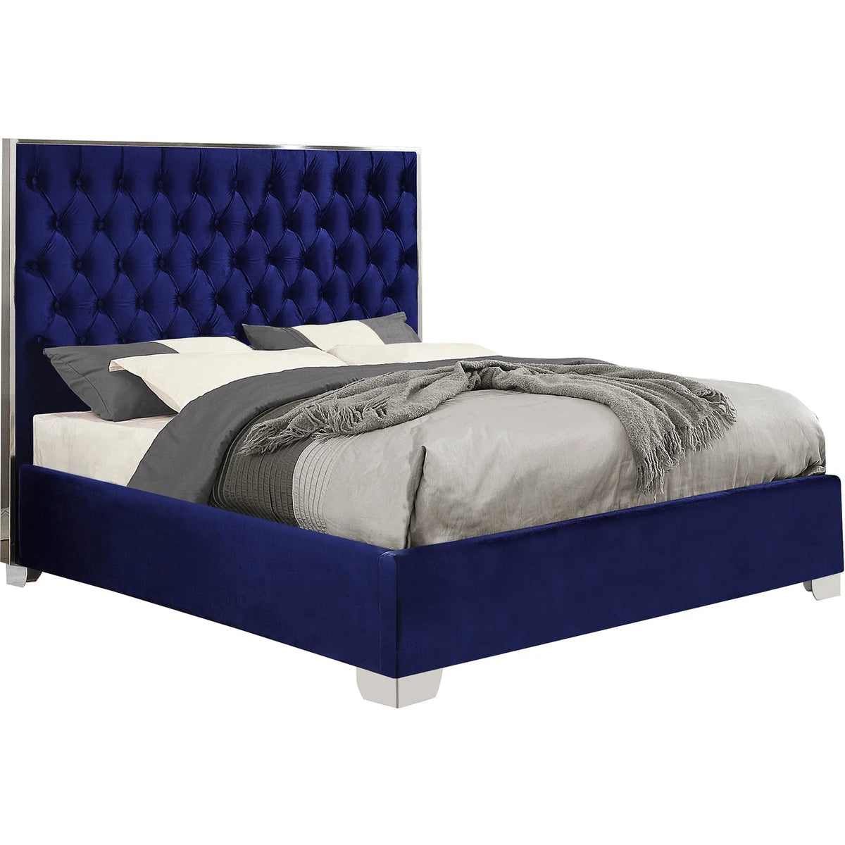 Navy Velvet King Bed H3566