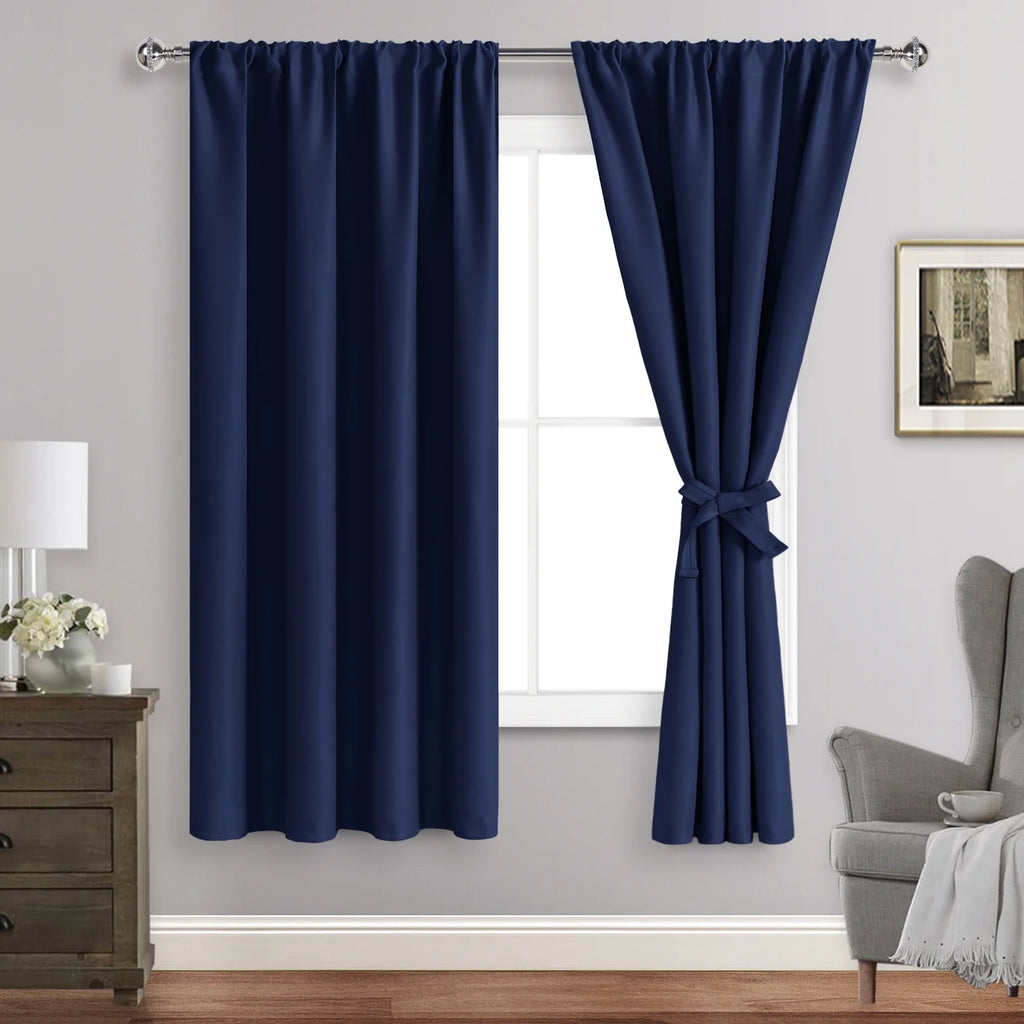 Navy Blue 42 x 63 Inch Blackout Curtains Set of 2 Panels M389
