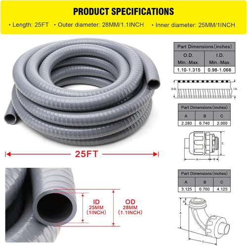 1 in. Dia 25ft Liquid-Tight Non Metallic Conduit Kit Pack of 2 S81922