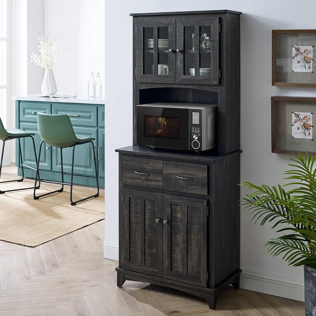 Charcoal Microwave Storage Stand with Double Door Cabinets R801169