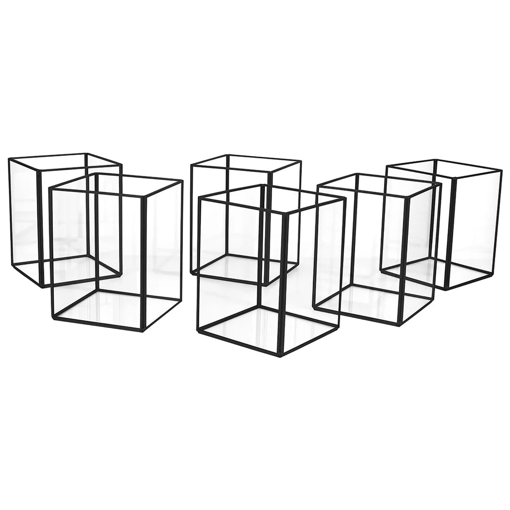 Black Geometric Hurricane Candle Holder Set of 6 F62000