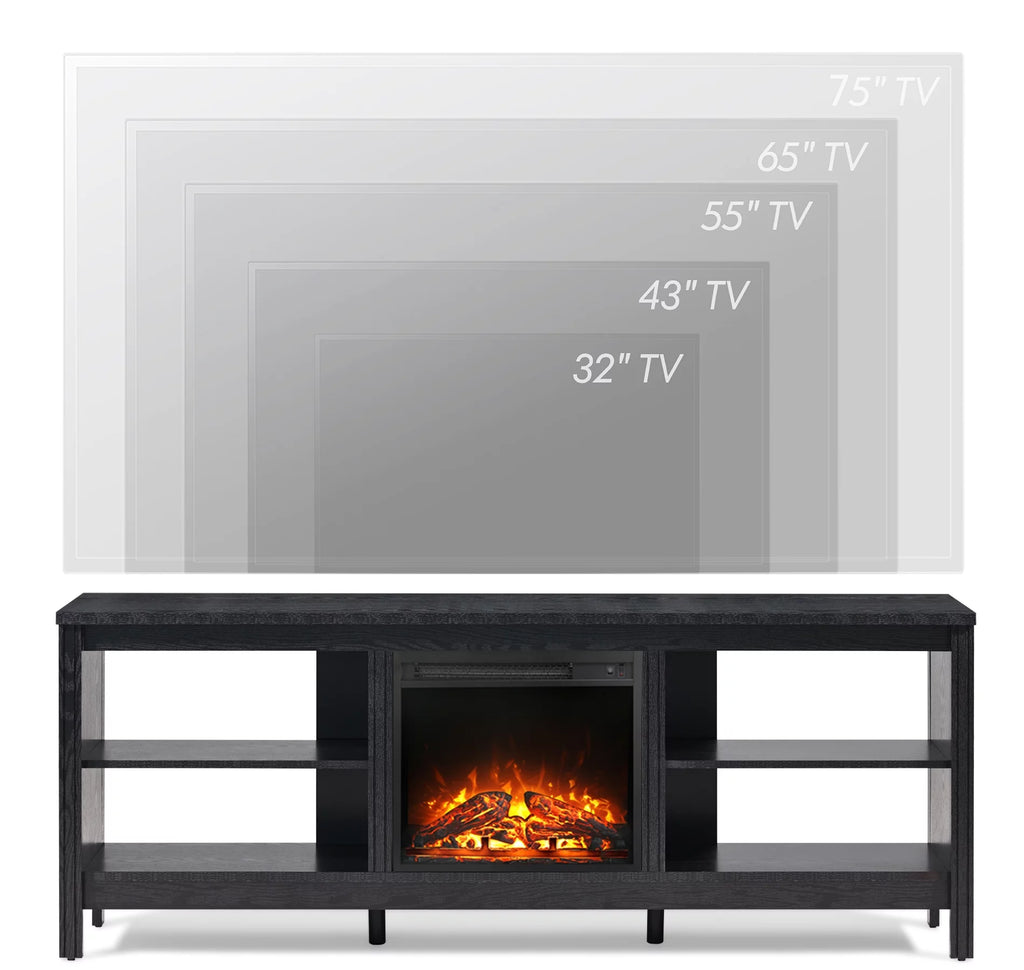 Black 70 inch Wood Fireplace TV Stand D698519