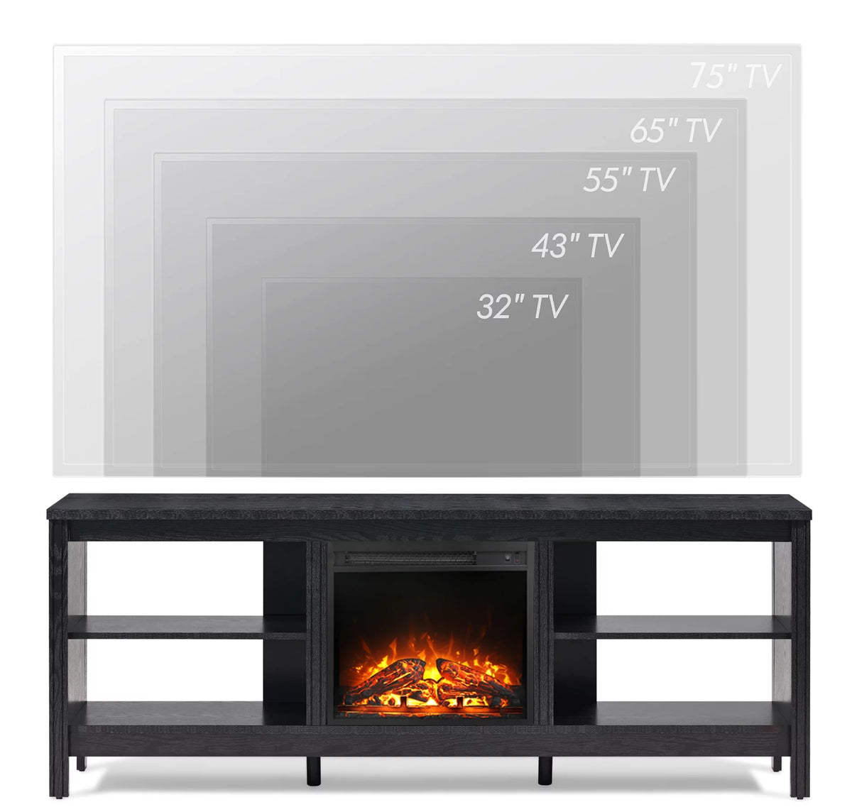 Black 70 inch Wood Fireplace TV Stand D698519