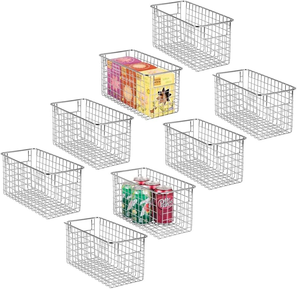 Metal Wire Storage Bin Baskets with Handles 8 Pack Black P607