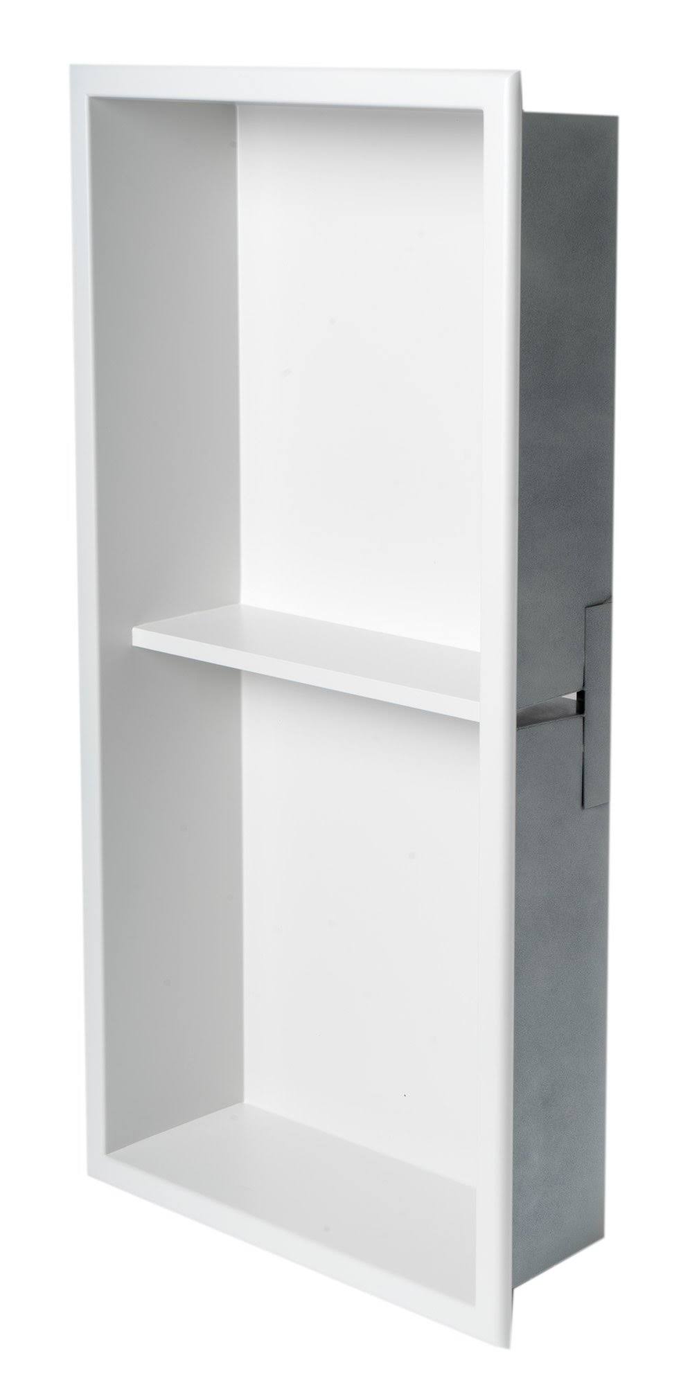 12 x 24 Stainless Steel Vertical Double Shelf Bath Shower Niche Matte White J583912