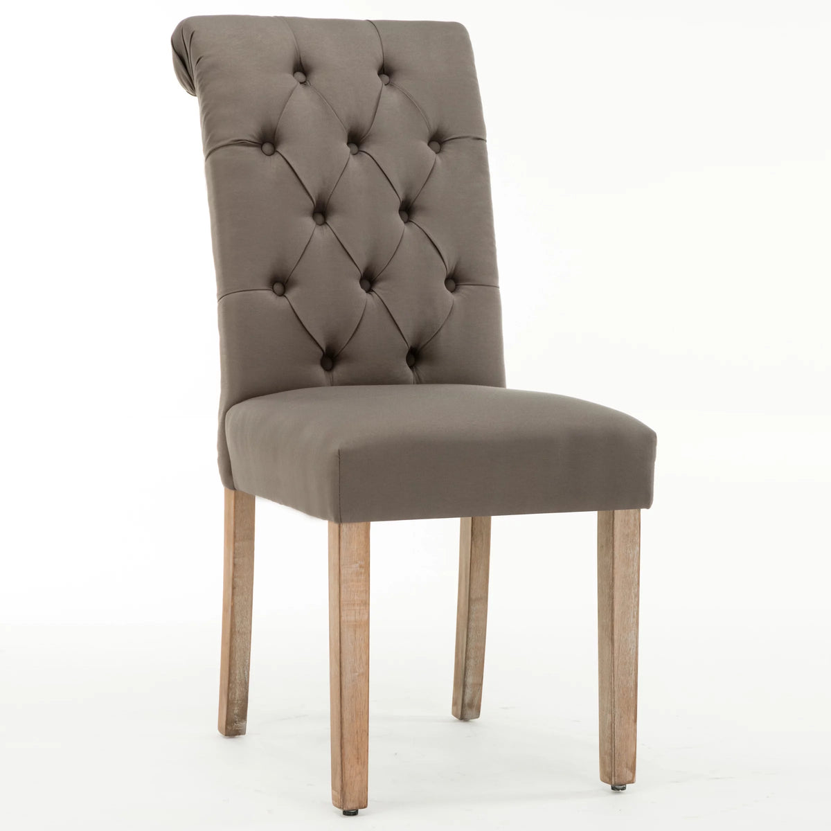 Grey Linen Fabric Tufted Dining Chair Set of 2 T18454