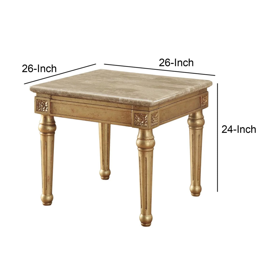 Marble Top End Table with Wooden Turned Legs Z186221