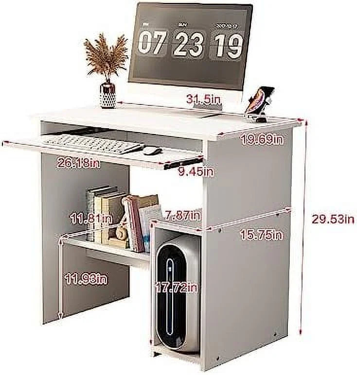Computer Desk with Drawer Shelves Keyboard Tray X3454
