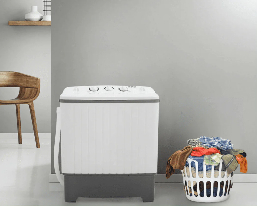 Portable Automatic Washing Machine 10lbs Twin Tub Compact Washer with Spin Dryer White V48294