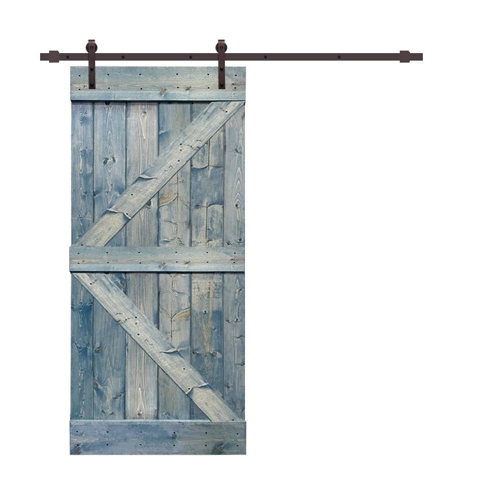 Stained Wood Sliding Barn Door with Hardware Kit O71651