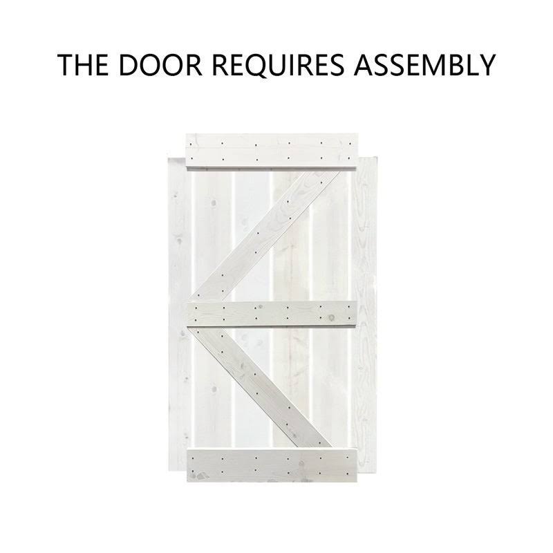 Stained Wood Sliding Barn Door with Hardware Kit O71651