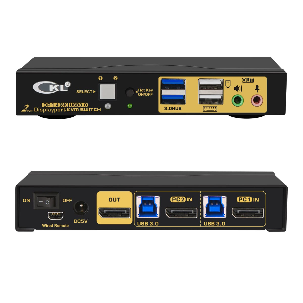 2 Port USB 3.0 KVM Switch Dual Monitor DisplayPort 1.4 4K@144Hz 8K@30Hz K6398