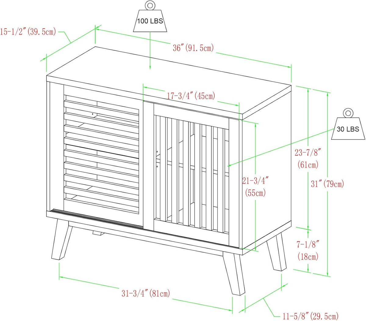 36 Inch White and Rustic Oak Cabinet L59875