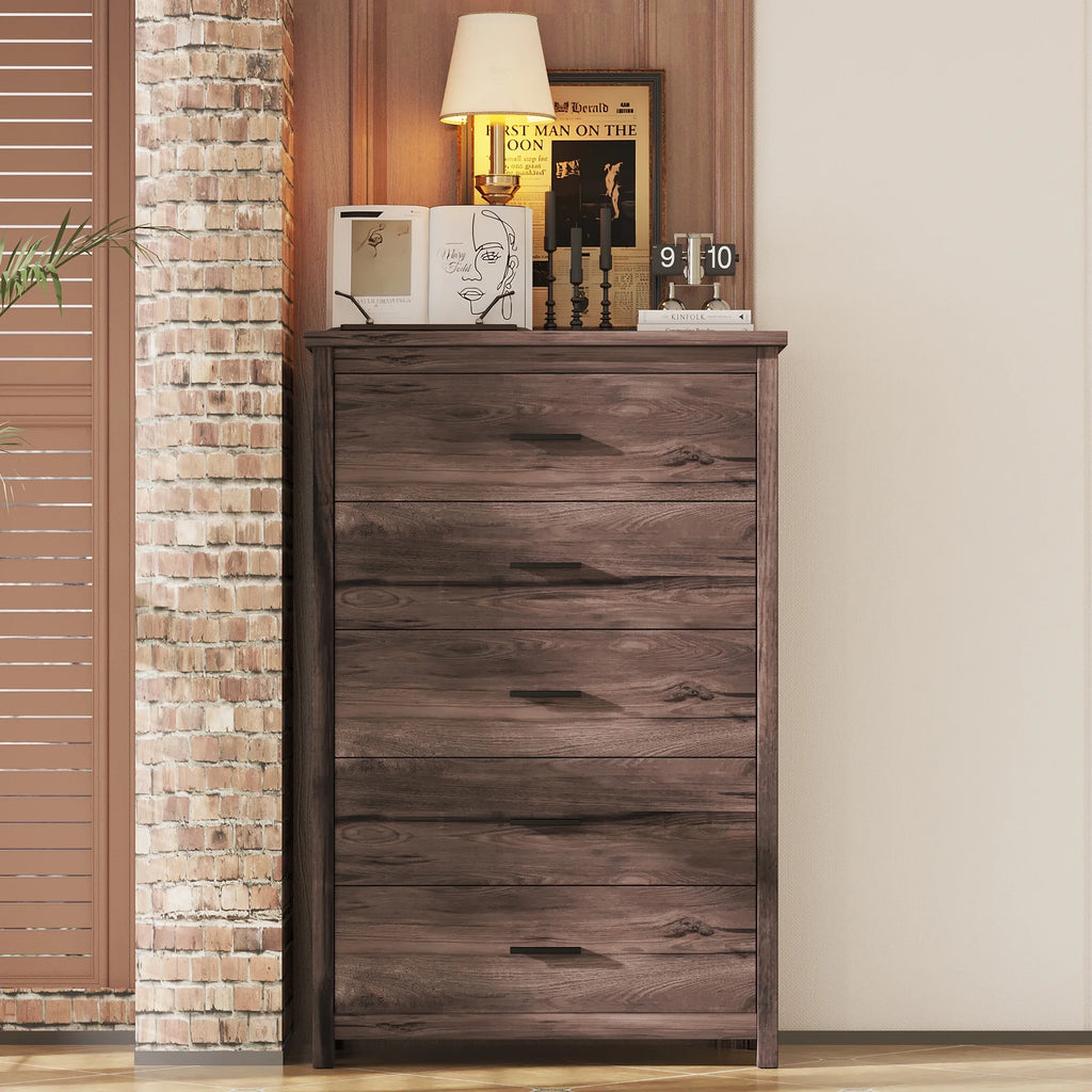Light Gray 5 Drawer Wooden Dresser B3877
