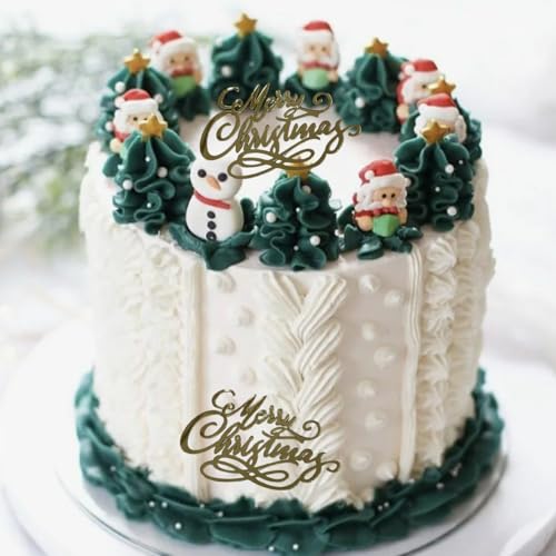 Gold Acrylic Mirror Christmas Cake Toppers 10Pcs X64170