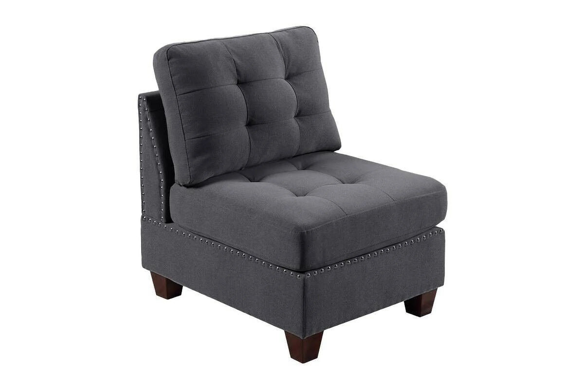 Gray Fabric Sectional Sofa Set 9pcs T14655