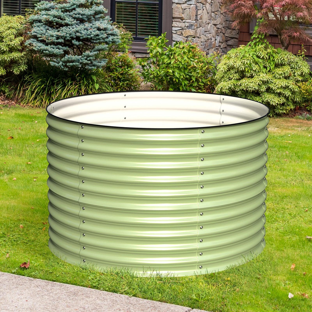42 Round Raised Garden Bed Sage Green A7823