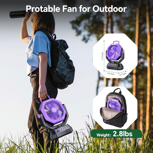 20000mAh Portable Rechargeable Battery Powered Fan with Light X9503