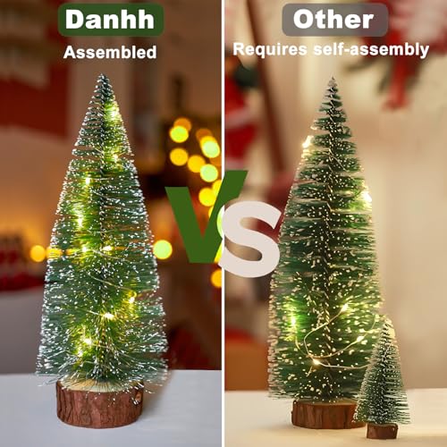 4 PCS Mini Artificial Christmas Trees with LED String Lights I6966