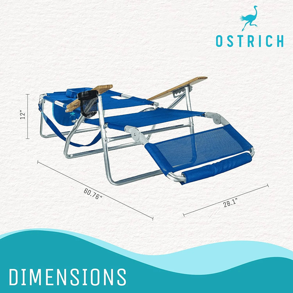 Blue Lightweight Outdoor Beach Lounge Chair with Footrest D205