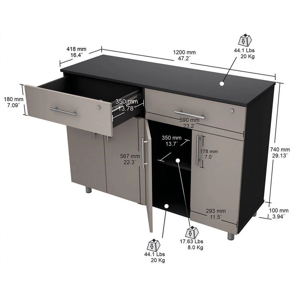 Engineered Wood Double Storage Garage Cabinet in Taupe L897149