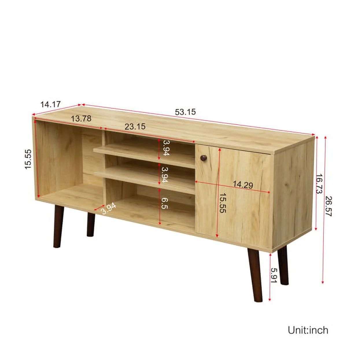 TV Stand with 1 Storage and 2 Shelves O258454