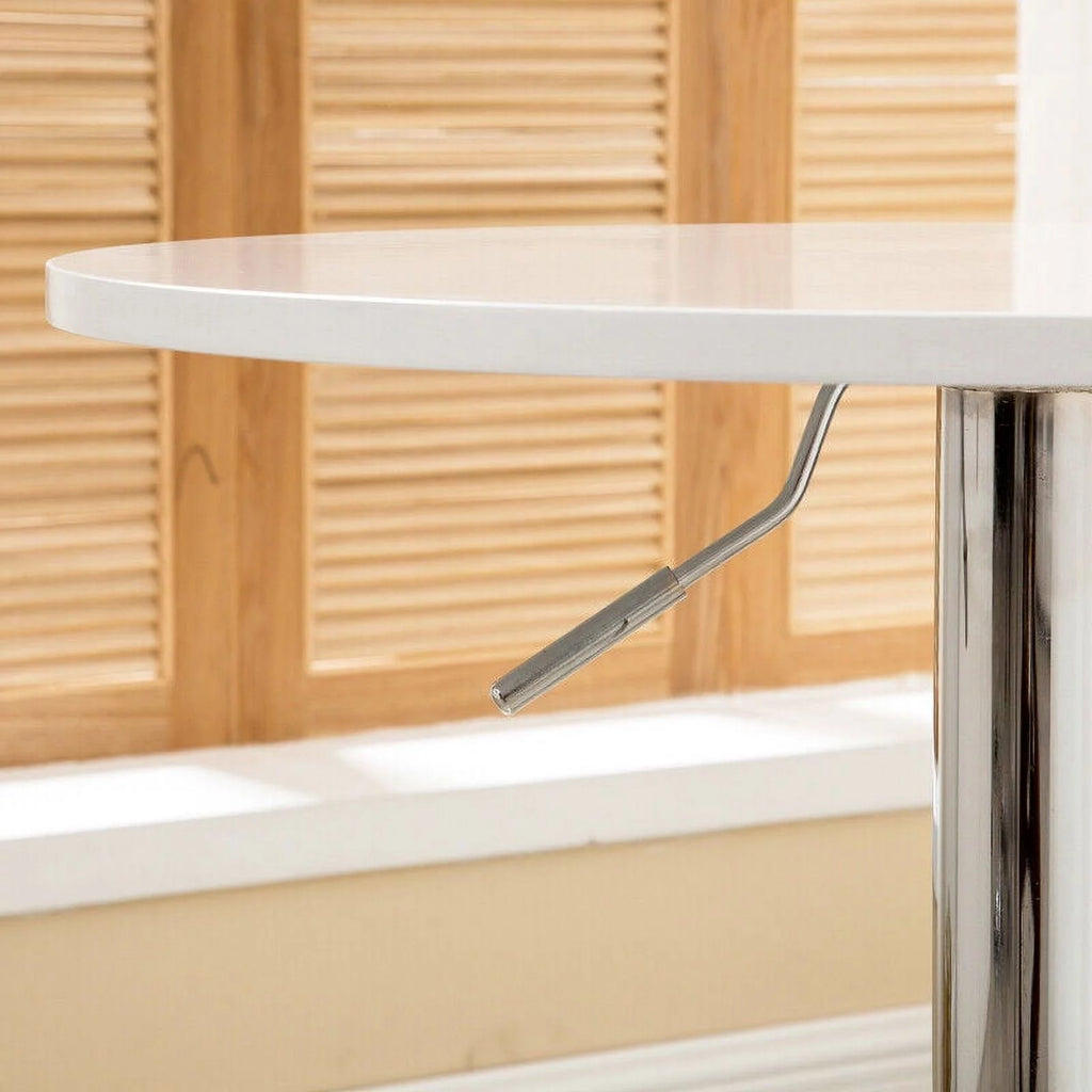 White Adjustable Height Round Bar Table I2717