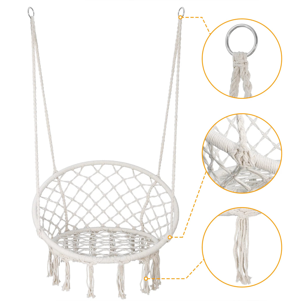 Hammock Chair Macrame Swing Chair Beige C66925
