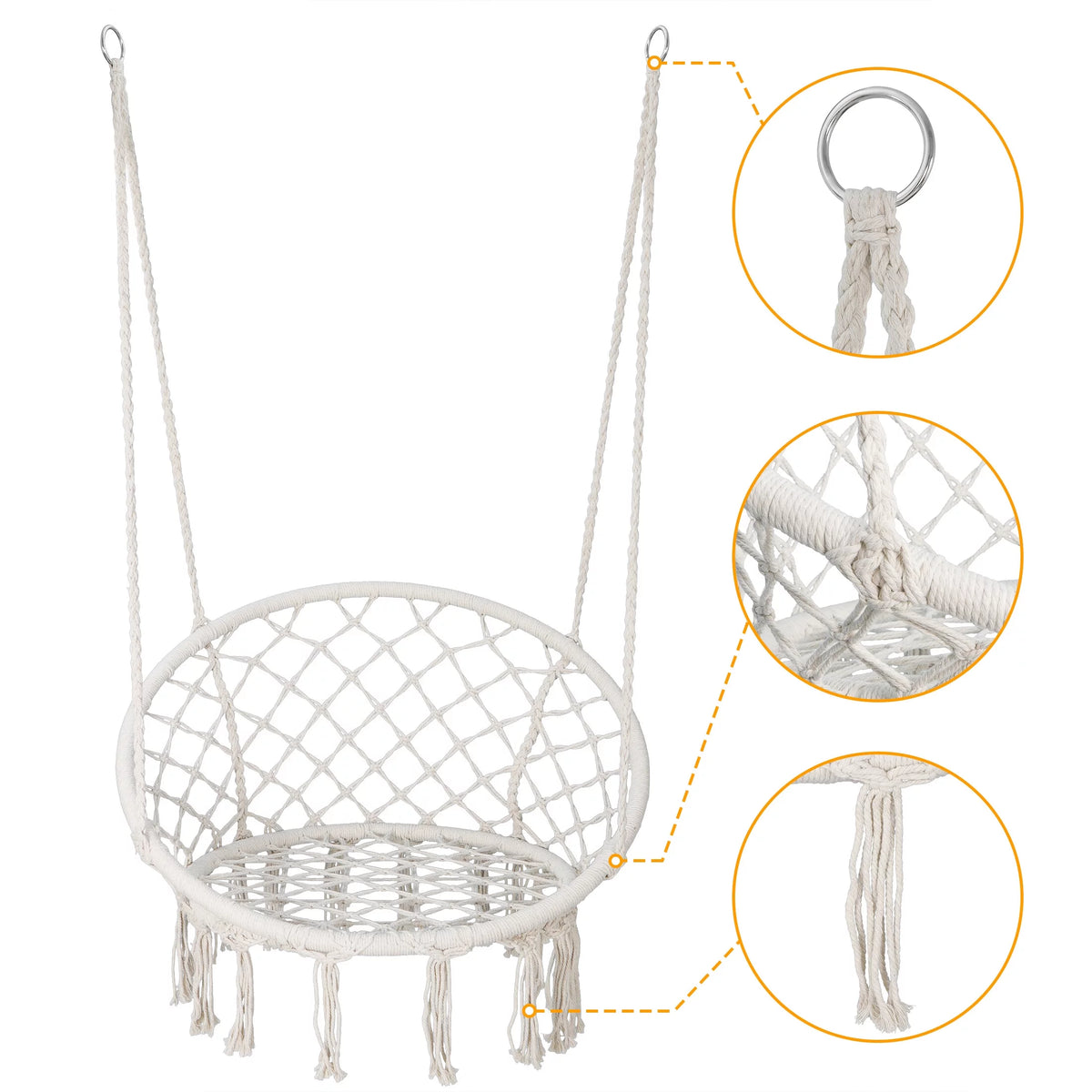 Hammock Chair Macrame Swing Chair Beige C66925