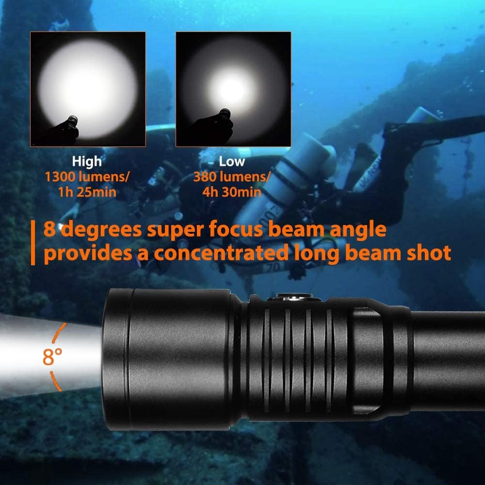 1300 Lumens 8 Degrees Scuba Dive Light R681