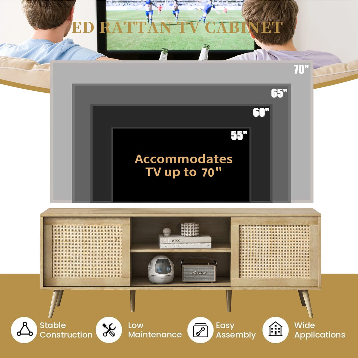 Farmhouse Rattan TV Stand for 75 inch TV D77185