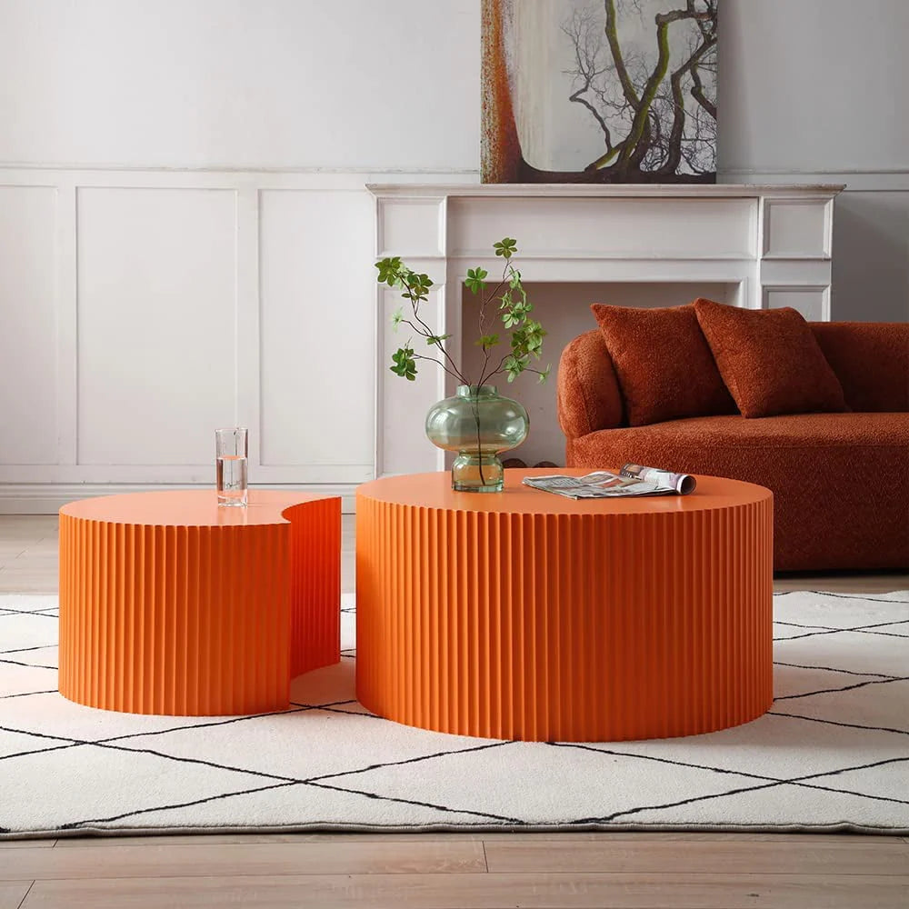 Black Round Wooden Nesting Coffee Table Set of 2 X271464
