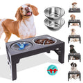 Elevated Slow Feeder Dog Bowls Set with 2 Stainless Steel & 1 No Spill Bowl I948701