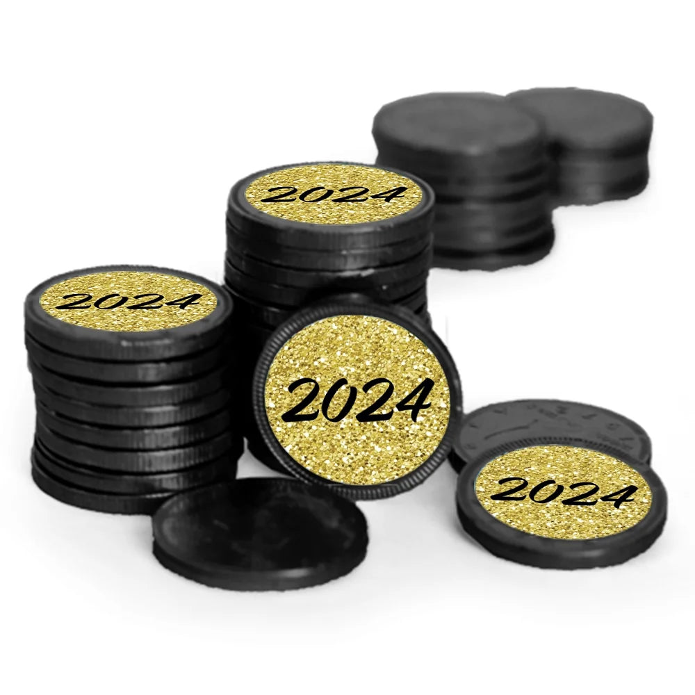 84 Pcs Candy Party Favors Chocolate Coins with Black Foil B1177