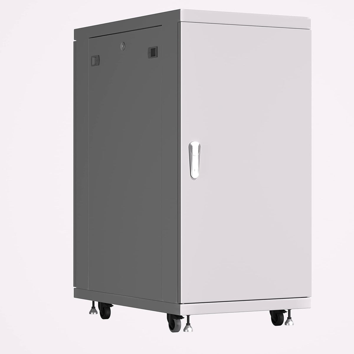 22U 35 Inch Deep Grey White Server Rack Cabinet Enclosure on Wheels V118436