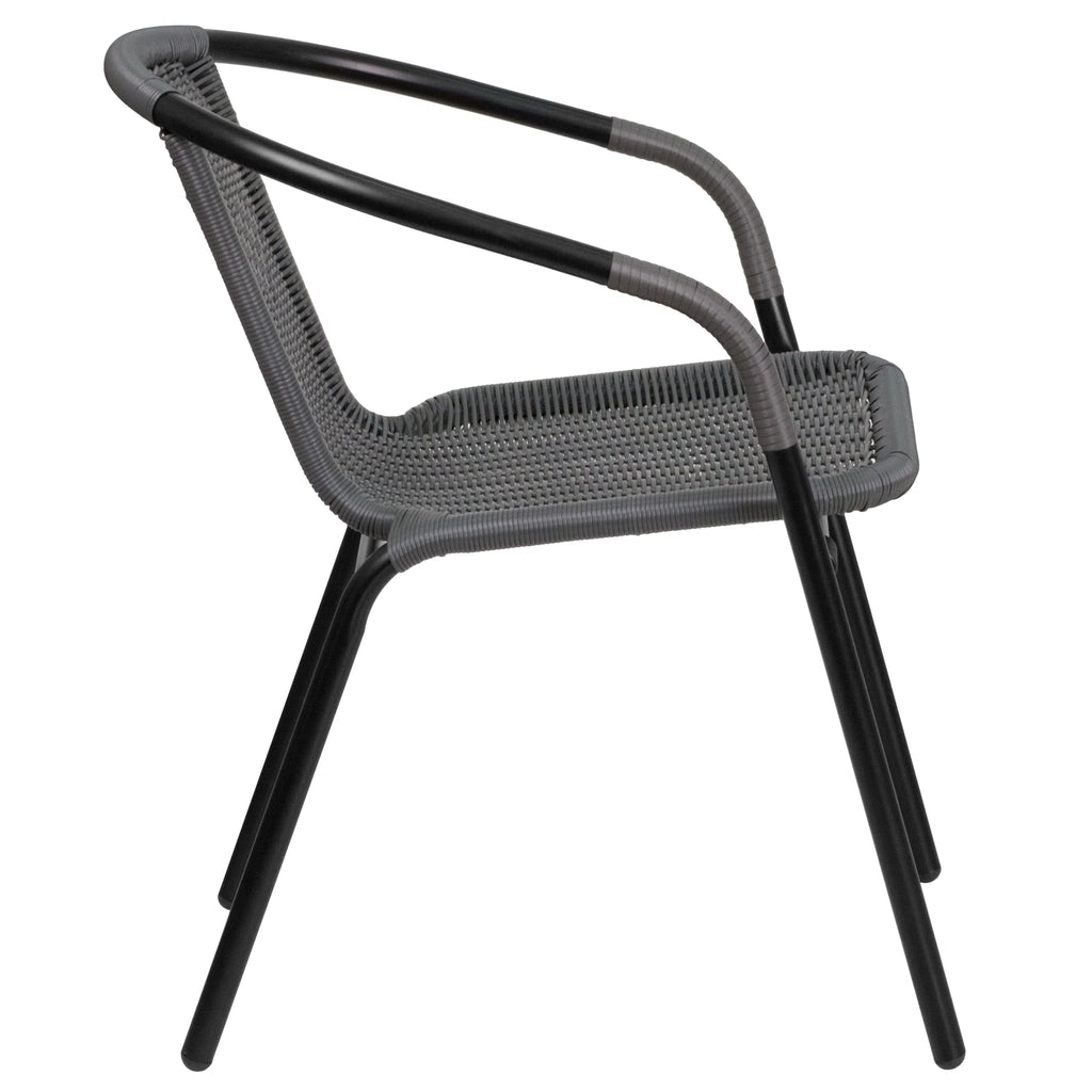 2 Pack Gray Rattan Stack Chair S9885