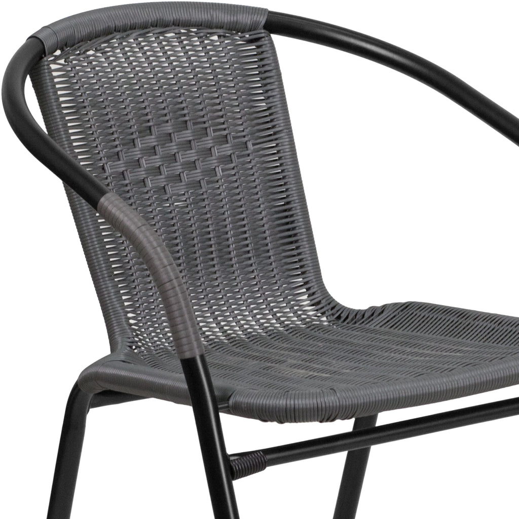 2 Pack Gray Rattan Stack Chair S9885